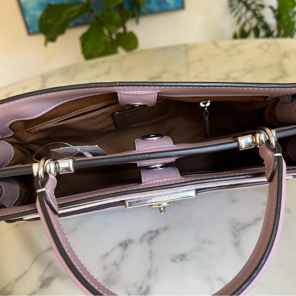 NWT Coach Lane Top Handle Carryall Satchel Crossbody Silver / Ice Purple C8209 - Picture 10 of 14